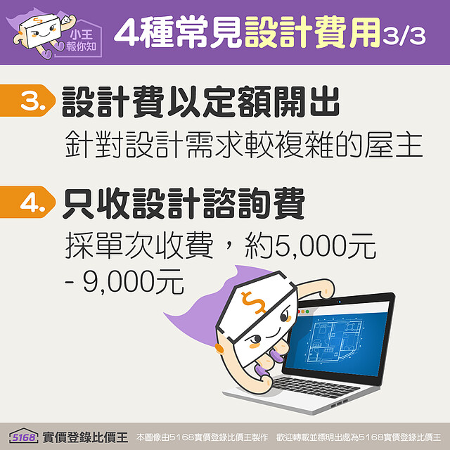 設計費用另針對屋主需求分為定額開出,或只收設計諮詢費用
